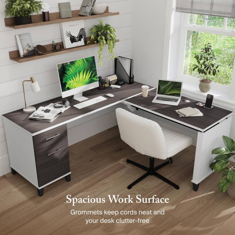 Somerset 72W 3 Position Sit to Stand L Shaped Desk by Bush Furniture