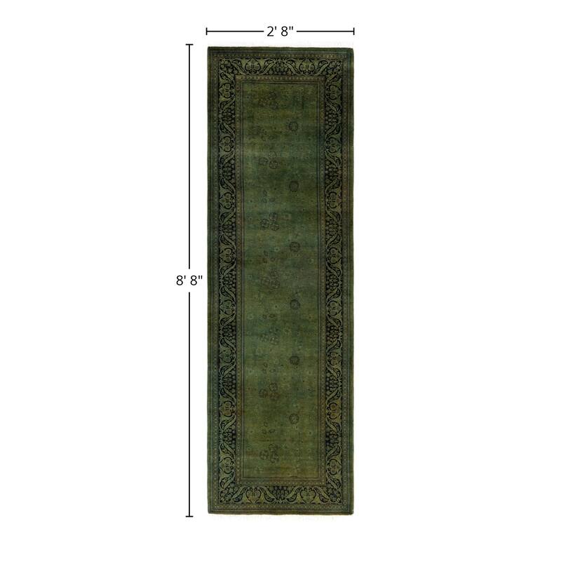 Overdyed One-of-a-Kind Hand-Knotted Area Rug - Green - 2' 8" x 8' 8"