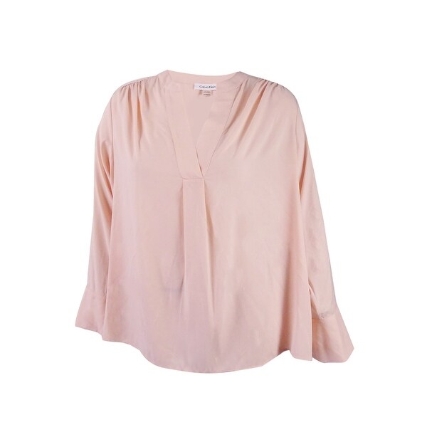 Calvin Klein Women's Petite V-Neck Bell Sleeve Blouse. Opens flyout.