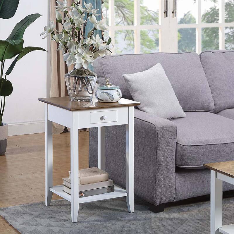 Convenience Concepts American Heritage 1 Drawer End Table with Shelf - Driftwood/White