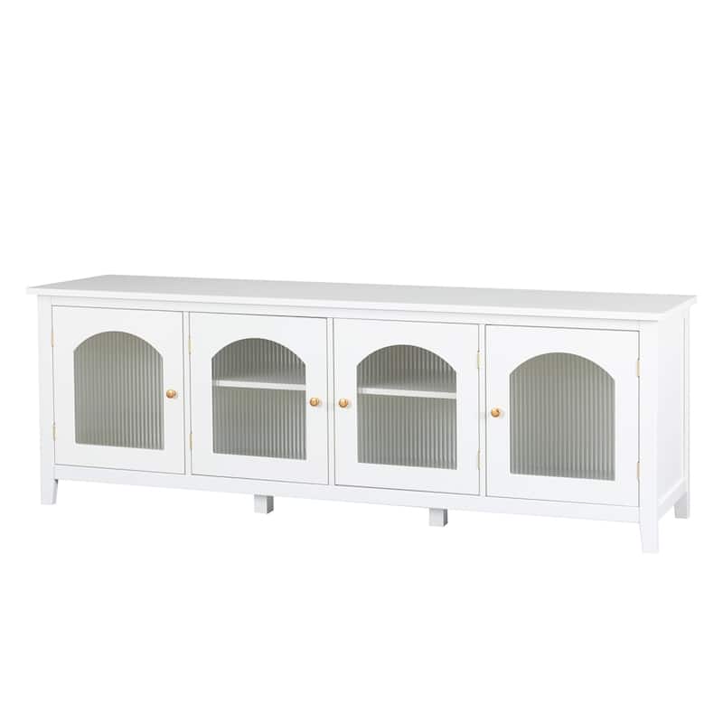 71" TV Cabinet w/ Solidwood Frame, Changhong Glass Door, Metal Handle