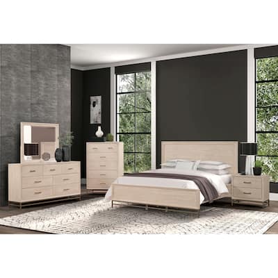 Furniture of America Drayden Modern Light Oak Solid Wood 6-Piece Bedroom Set