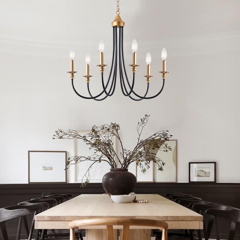 6-Light Farmhouse Antique Candlestick Dining Room Chandelier Fixture