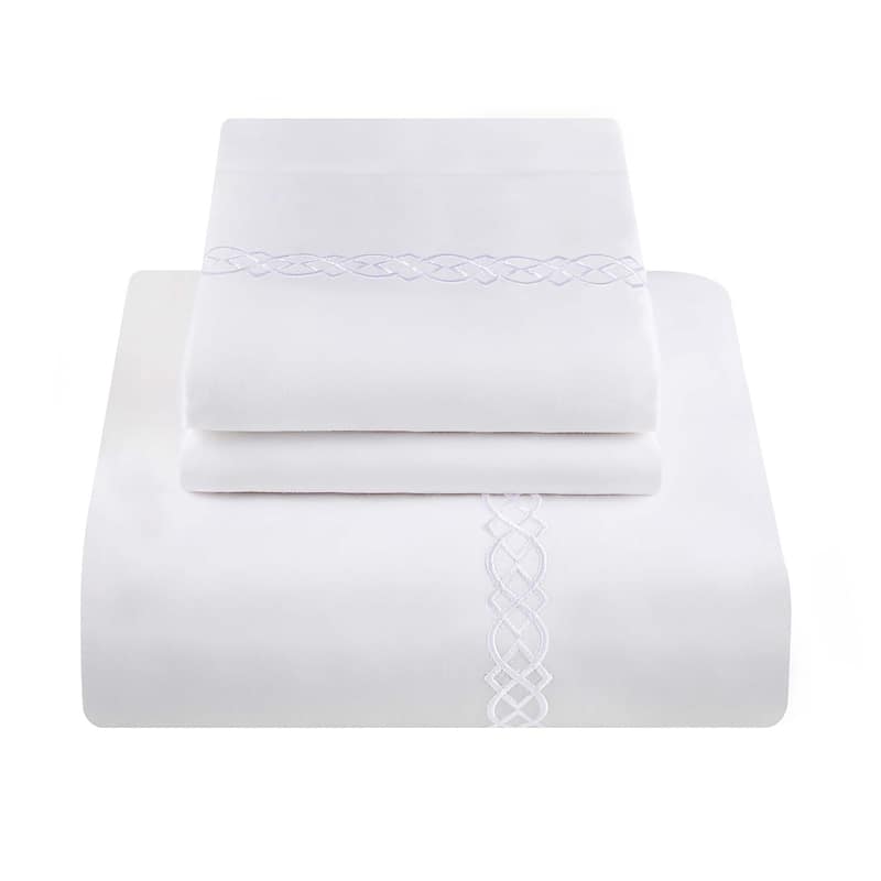 Superior Egyptian Cotton 1000 Thread Count Embroidered Scroll Duvet Cover Set