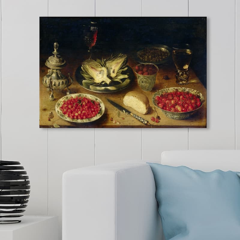 Wynwood Studio 'Arranged Dinner Table' Classic and Figurative Wall Art Canvas Print Classic - Red, Brown - 30 x 20