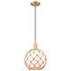 Option Antique Brass / White Glass with Brown Rope