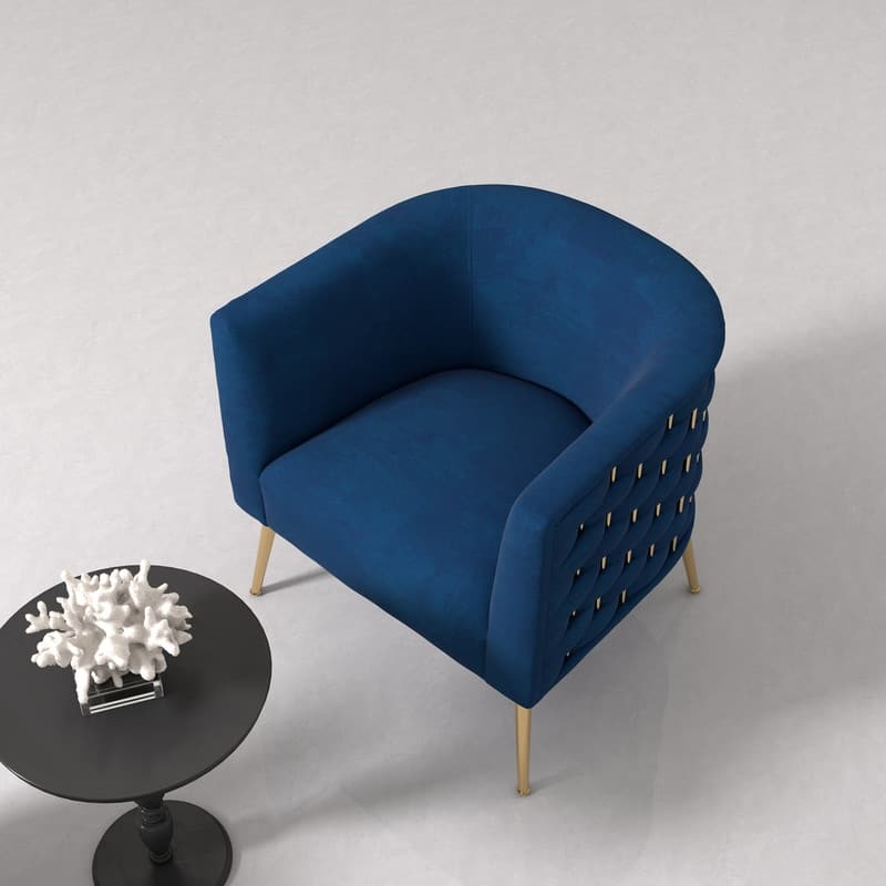 SEYNAR Mid-Century Modern Velvet Round Accent Chair for Living Room