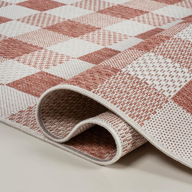JONATHAN Y Biot Traditional Geometric Bold Gingham Black/Cream Indoor/Outdoor Area Rug