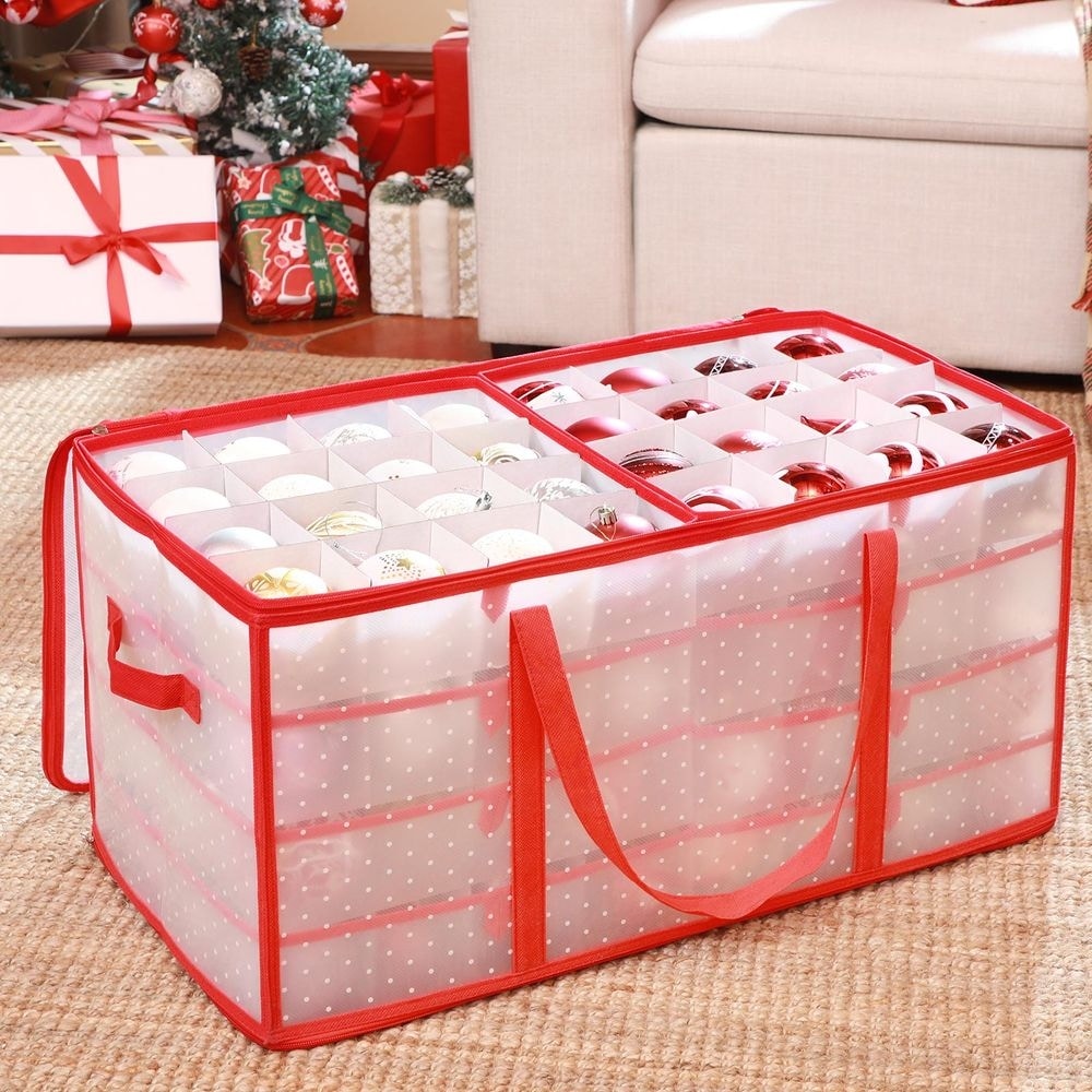 StorageBud Large Christmas Ornament Storage Box with Adjustable Dividers -  Ornament Storage Container For 128 Holiday Ornaments - On Sale - Bed Bath &  Beyond - 36784851