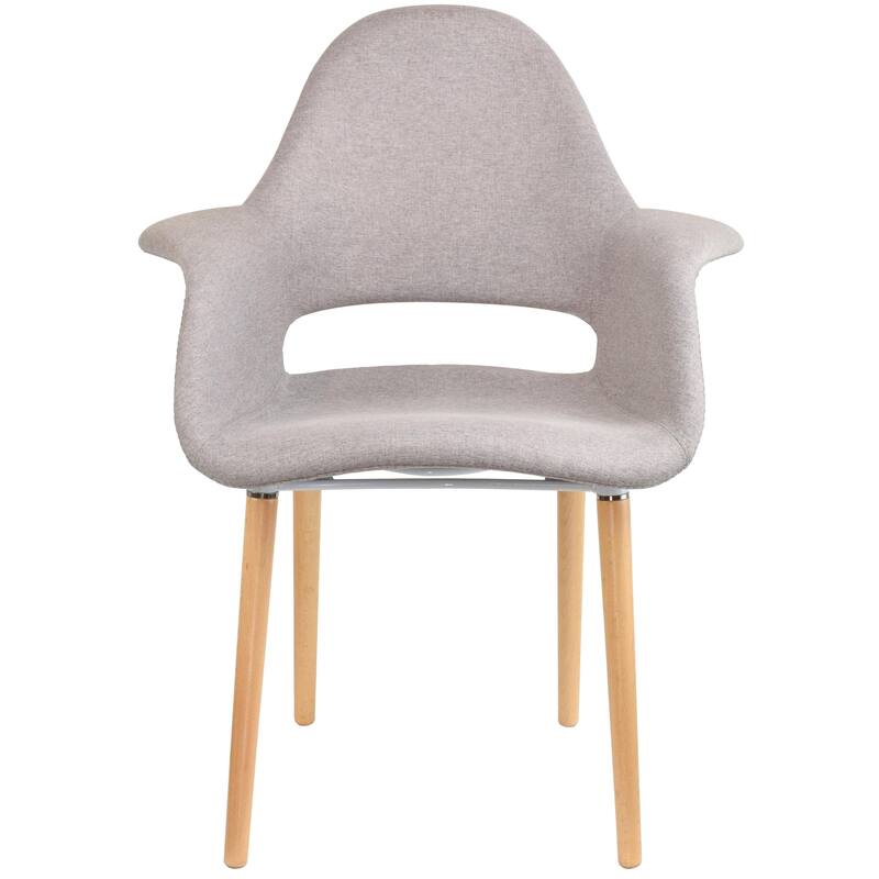 Set of 2 Upholstered Fabric Armchairs with Natural Wooden Legs for Dining Room Office or Accent Chair, Green