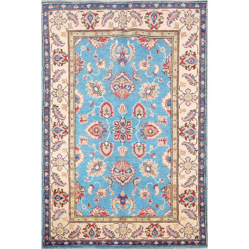 Blue Oushak Oriental Accent Rug Hand-Knotted Wool Carpet - 3'3" x 4'9"