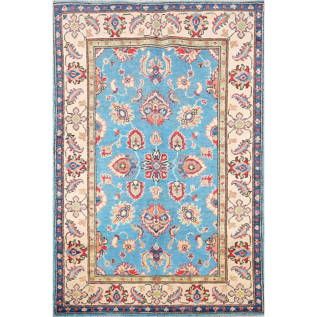 Blue Oushak Oriental Accent Rug Hand-Knotted Wool Carpet - 3'3" x 4'9"
