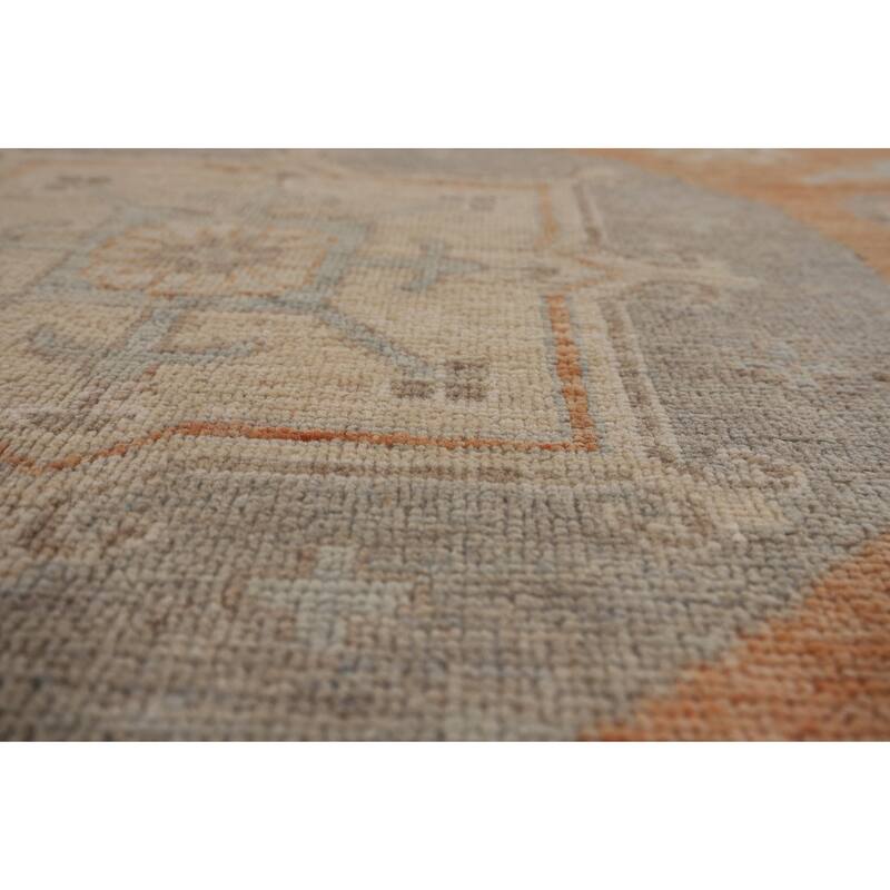 Orange Oushak Turkish Large Rug Hand-Knotted Oriental Wool Carpet - 12'2"x 14'10"