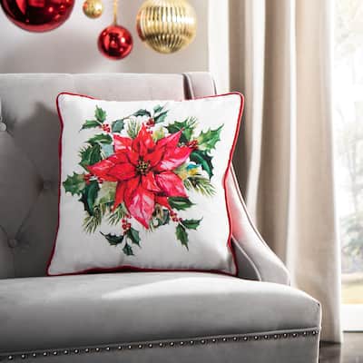 SAFAVIEH Holiday Gwendolen Beige/Red/Green 18-inch Decorative Pillow
