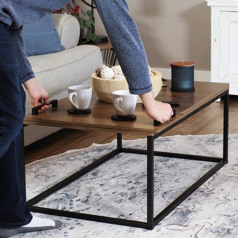 Industrial Coffee Table with Removable Serving Tray - 16 in H
