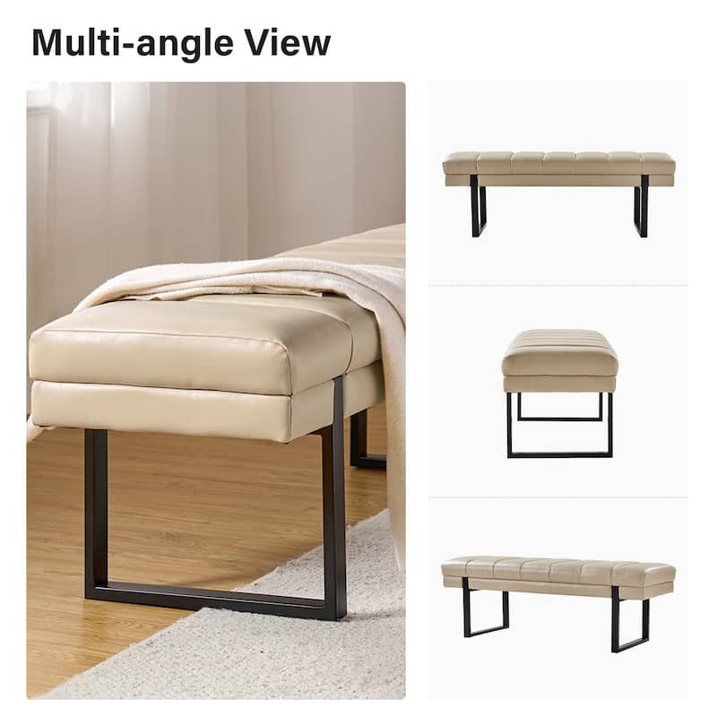 Laurens Modern 52.5'' Channel Tufted Bench with Mental Legs by HULALA HOME