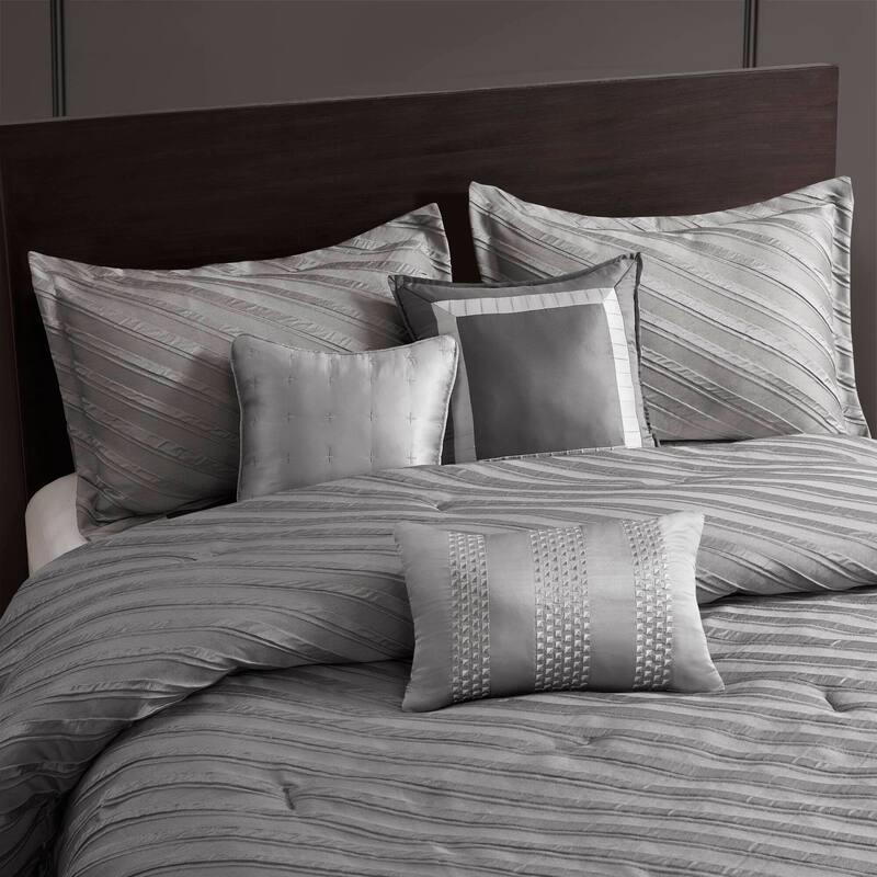7 PCS Queen Comforter Set Grey