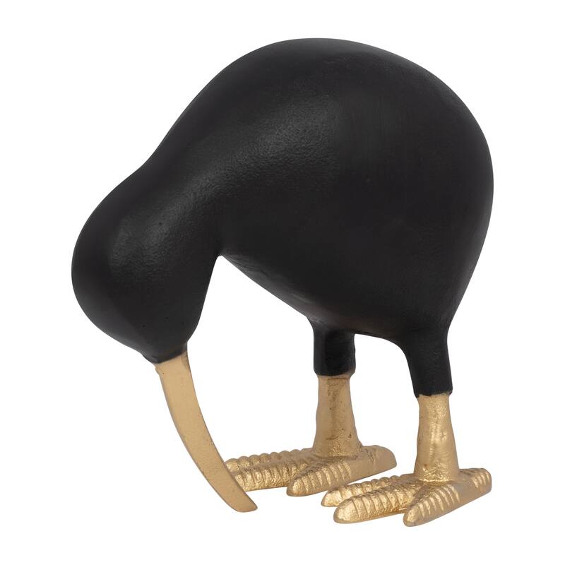 Decorative Metal Kiwi Bird Figurine Sculpture - Black & Gold