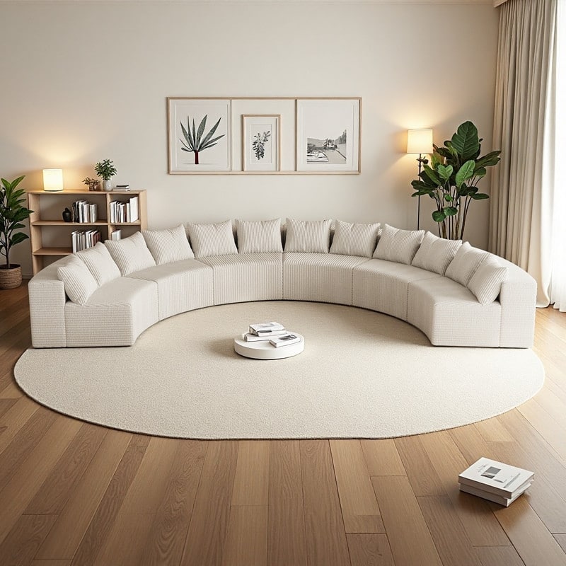 181" Corduroy Modular Curved Sectional Sofa with 12 Pillows, 6-Piece Semi-Circular Design