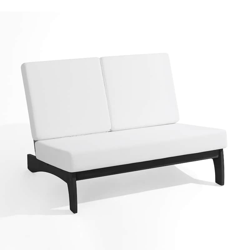 Outdoor Teak Wood Patio Loveseat with Cushions
