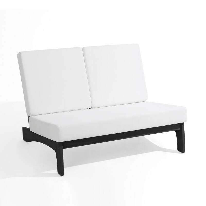 Outdoor Teak Wood Waterproof Armless Chair Loveseat with Cushions