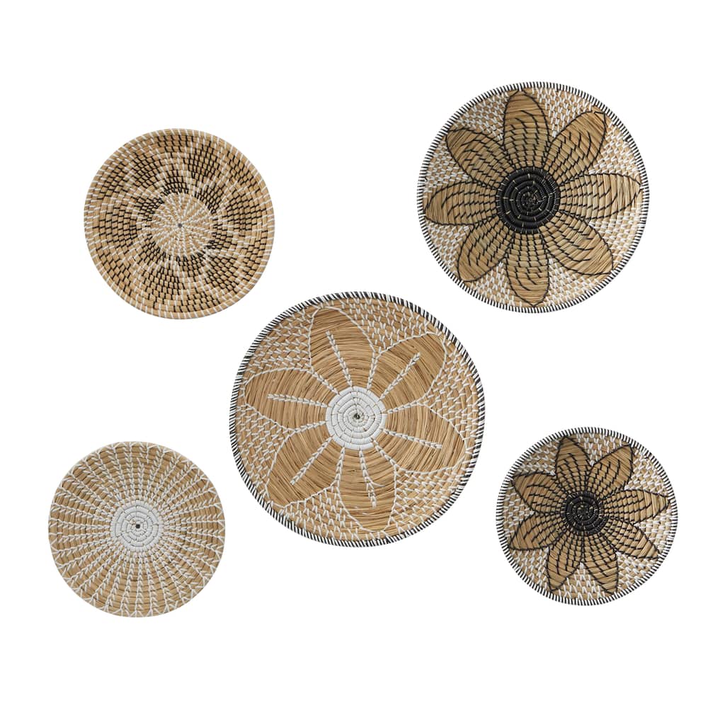 Seagrass Plate Handmade Basket Wall Decor - Set of 5 Brown - Roche River Decor