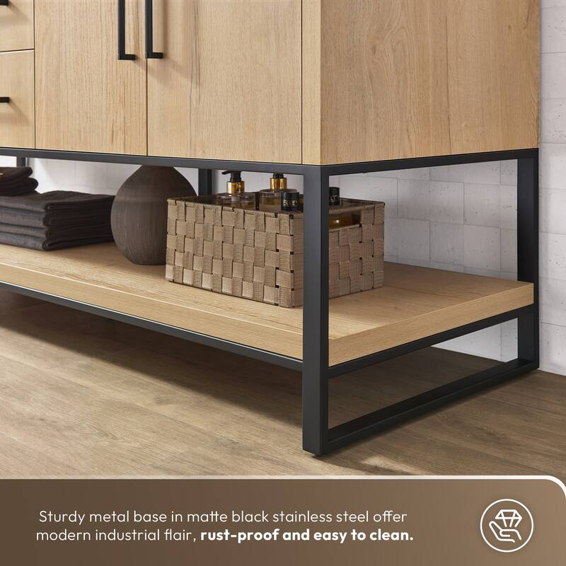 Kolkata Bathroom Vanity in Weathered Oak without Mirror