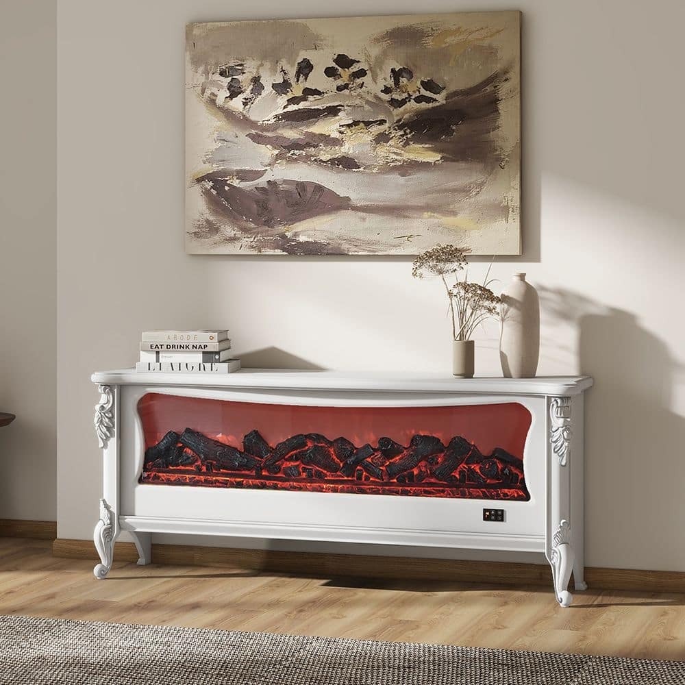 54.72"Modern Electric Fireplace TV Stand with LED Flame Effects, Media Console ,Entertainment Center,Fully-Assembled - 54.72"