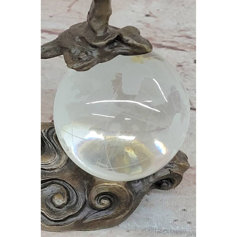 Bronze Horse Figurine Sculpture W/ Crystal Ball - Signed Original Equestrian Art By Milo