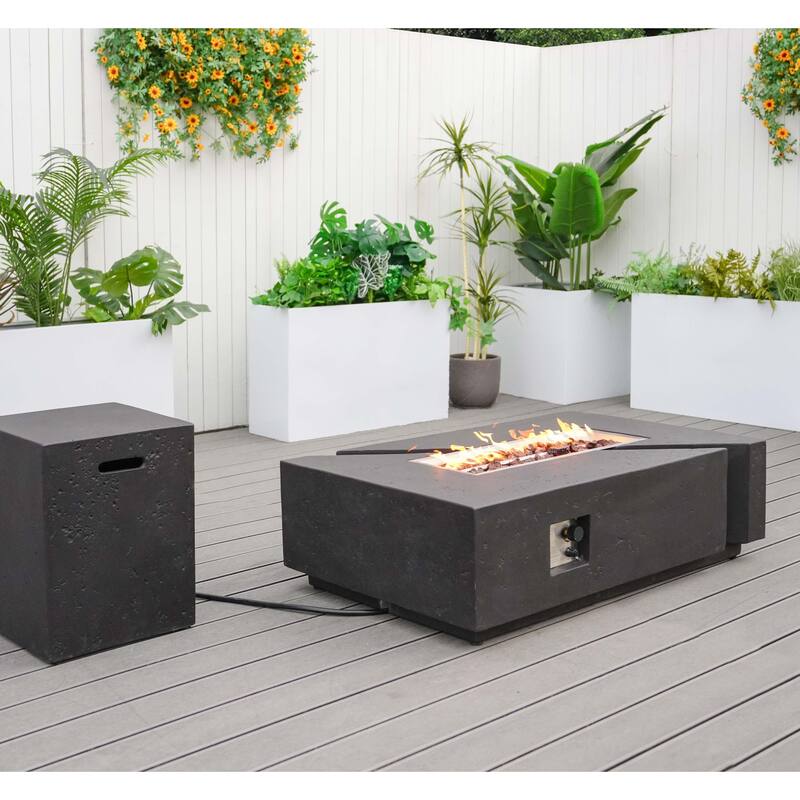 52 Inch GFRC Rectangular Cement Large Fire Pit Table