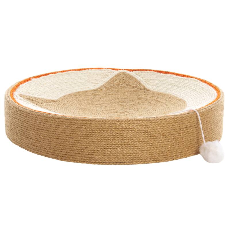 SAFAVIEH Home Natural Rust 18"W x 18"L x 4"H Cat Scratch Toy Round Jute Nest - 18''W x 18''L x 4''H