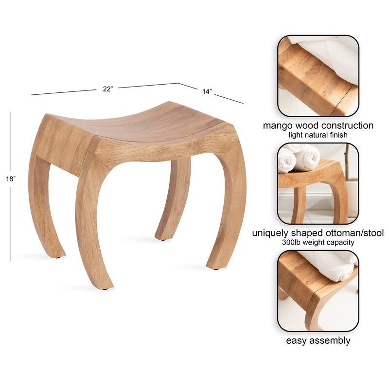 Kate and Laurel Loviisa Wood Ottoman and Vanity Stool