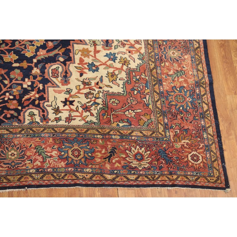 Vegetable Dye Sarouk Farahan Persian Area Rug Hand-Knotted Wool Carpet - 9'1"x 12'6"