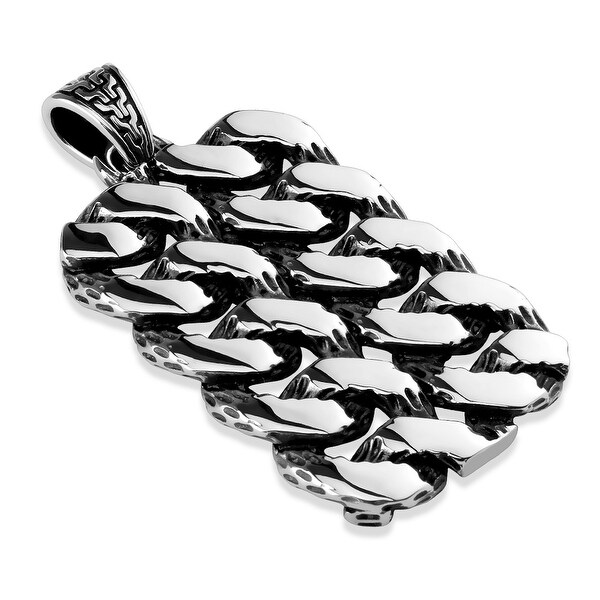 Large Double Curb Chain Stainless Steel Pendant with Tribal Pattern Clasp (Sold Ind.)