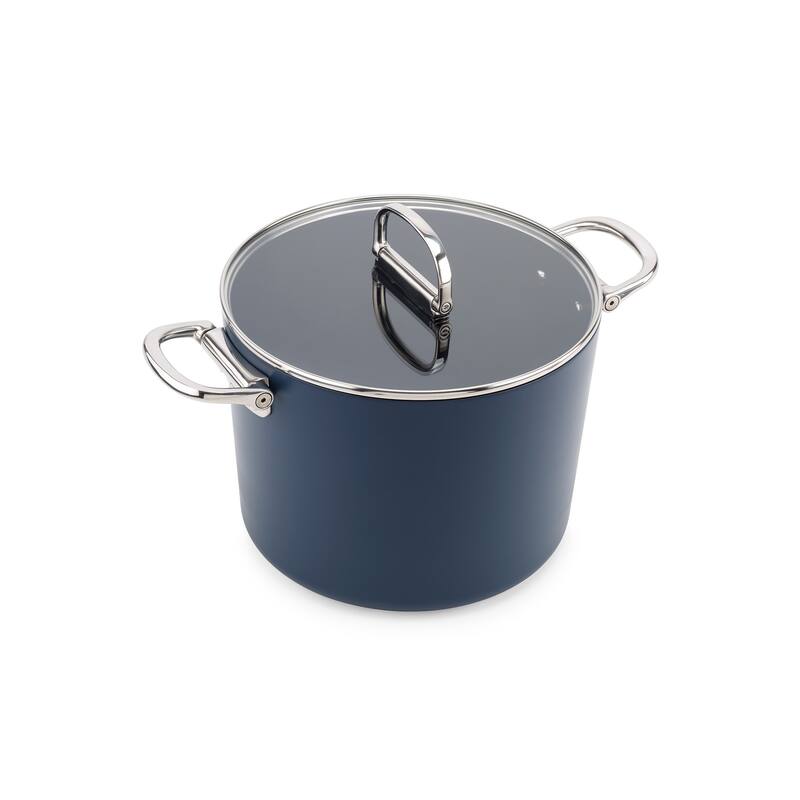 Joseph Joseph Space Ceramic Non-Stick 8.5 Qt. Stock Pot with Folding Handles and Lid