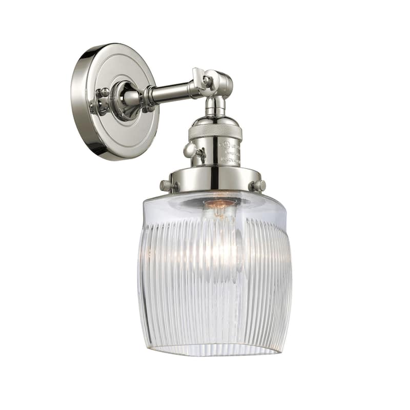 Innovations Lighting Colton Single Light 11" Tall Bathroom Sconce - Polished Nickel / Thick Clear Halophane
