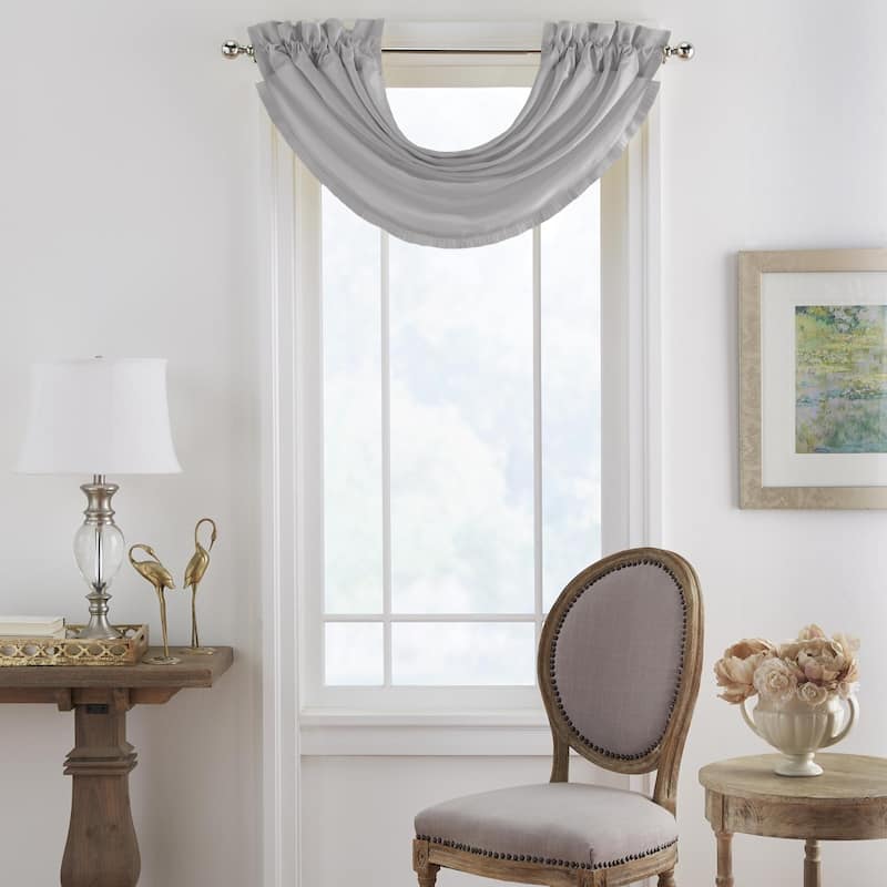 Elrene Versailles Faux Silk Waterfall Window Valance - 52" w x 36" l - Grey