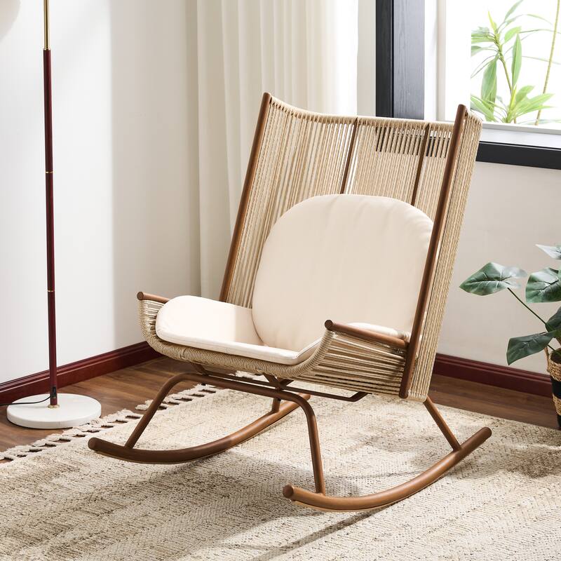Christopher Knight Home - Modern Outdoor Rocking Chair with PE Rattan and Concrete Side Table Set