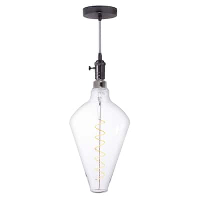 Bulbrite LED Grand Bulb and Pendant Kit Clear Glass 15" Diamond Shaped Bulb