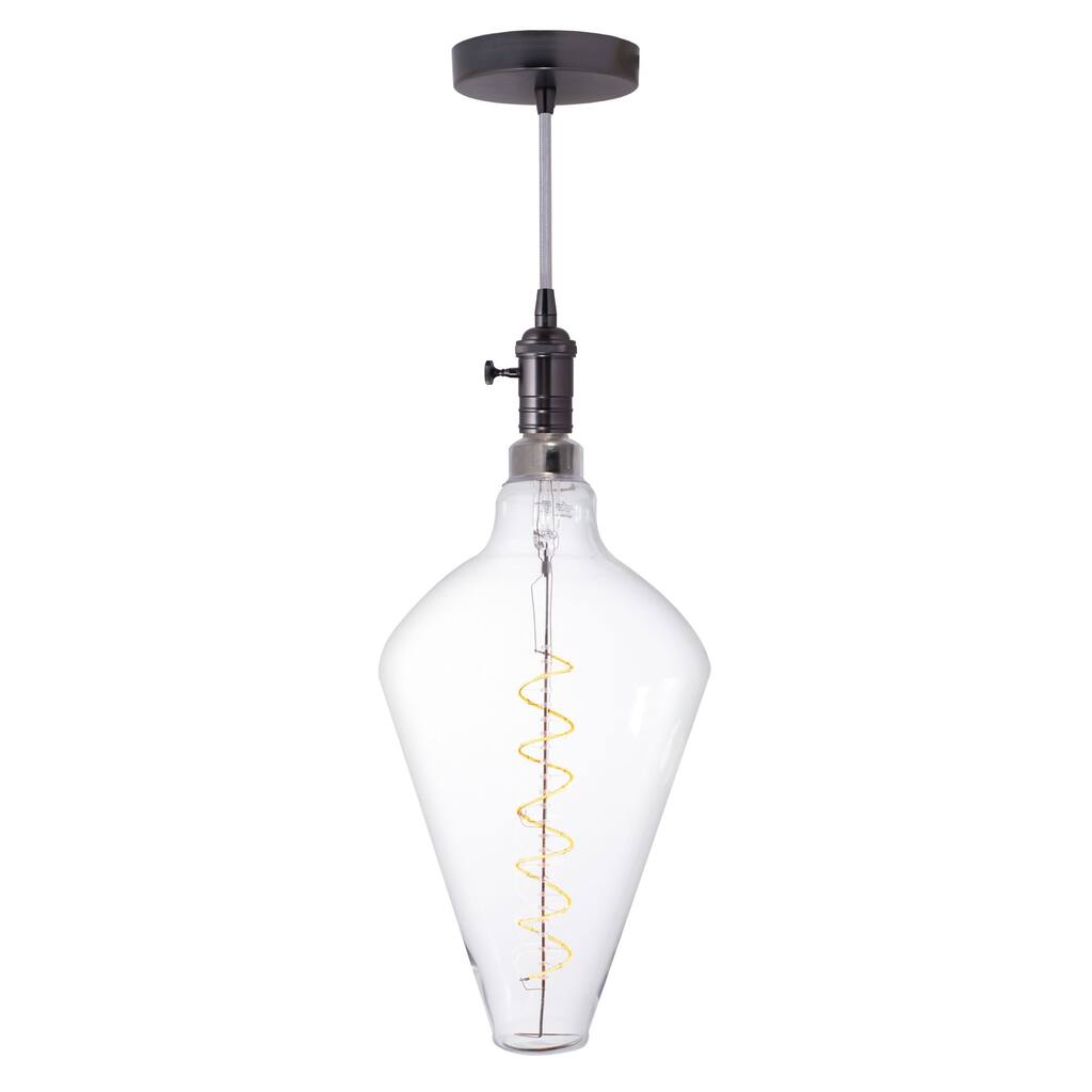 Bulbrite LED Grand Bulb and Pendant Kit Clear Glass 15" Diamond Shaped Bulb