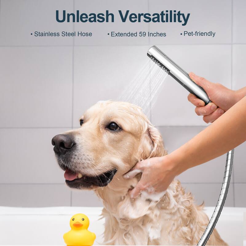 GRANDJOY Dual Shower Heads with Handheld Spray 10" Rainfall Wall Mount Shower Faucet Set