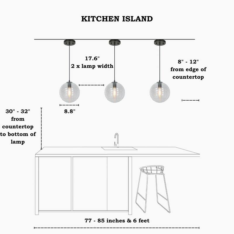 Modern 1-Light Matte Black Seeded Glass Pendant Light Globe Shade Kitchen Island Light for Dining Room - 8.8" L × 9.6" H
