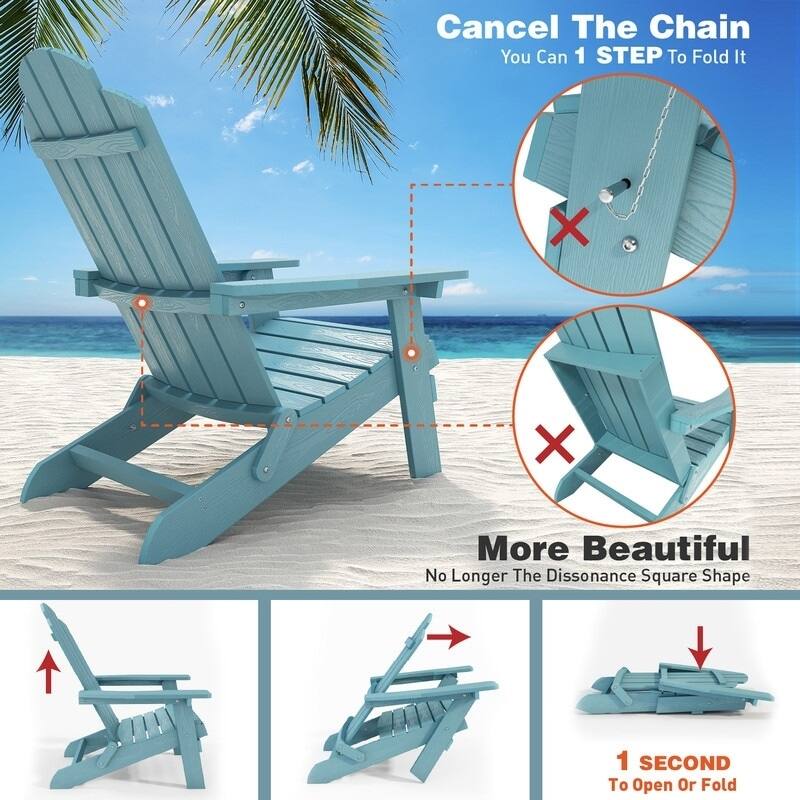 WINSOON HIPS All Weather Outdoor Folding Adirondack Chair