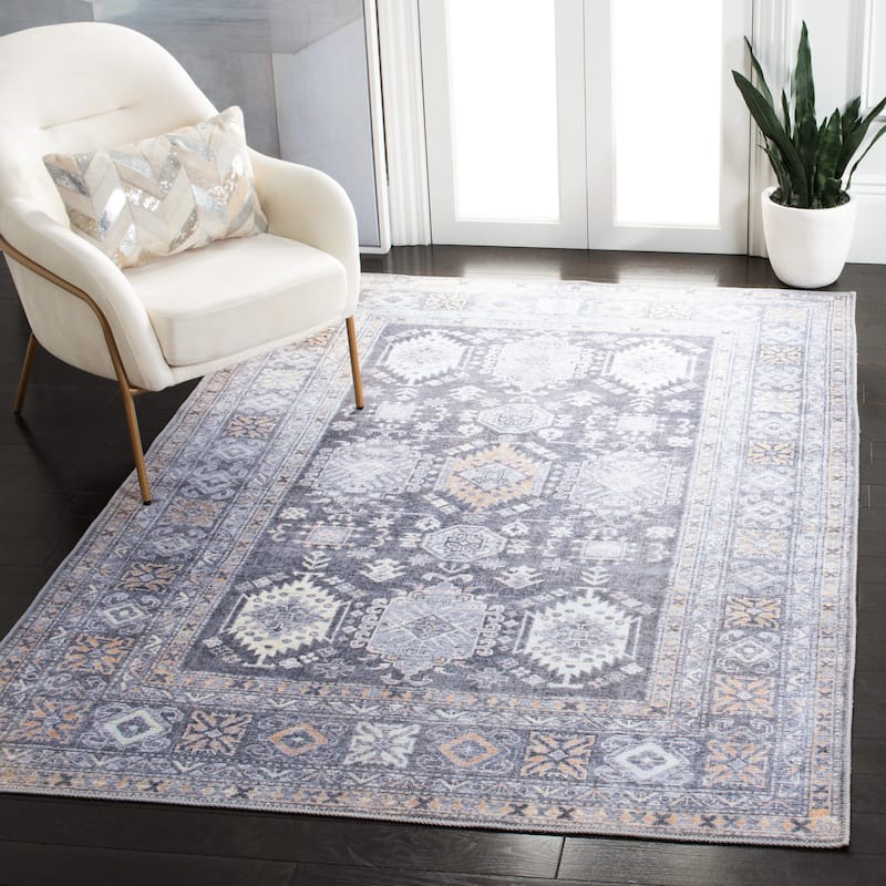 SAFAVIEH Serapi Machine Washable Zelda Shabby Chic Distressed Rug - 9' x 12' - Grey/Beige