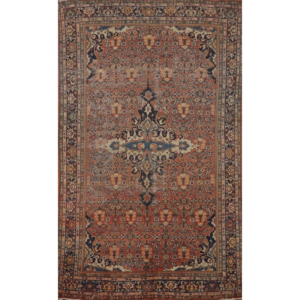 Hand Knotted Oriental 100% Wool Carpet Traditional Floral Oranges & Rust Mahal Area Rug - 11' 10'' X 7' 10''