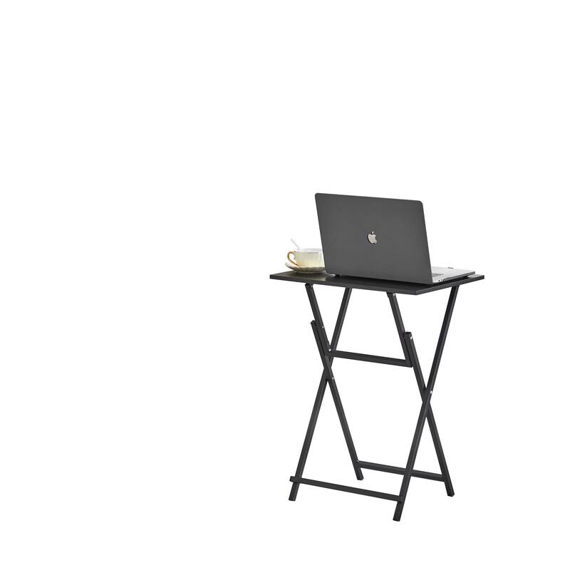 2-Piece Folding TV Tray Table No Assembly Required Portable Sofa Side Table,Snack Table,Space-Saving Easy to Fold Wood Rustic
