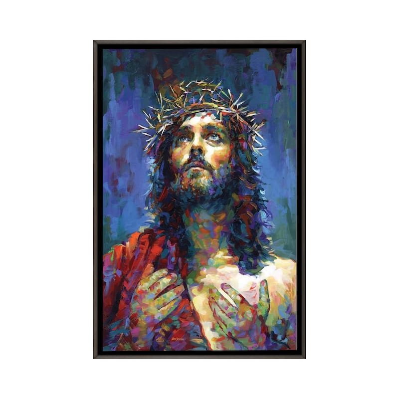 iCanvas "Jesus Christ" by Leon Devenice Framed - Charcoal - 48x32