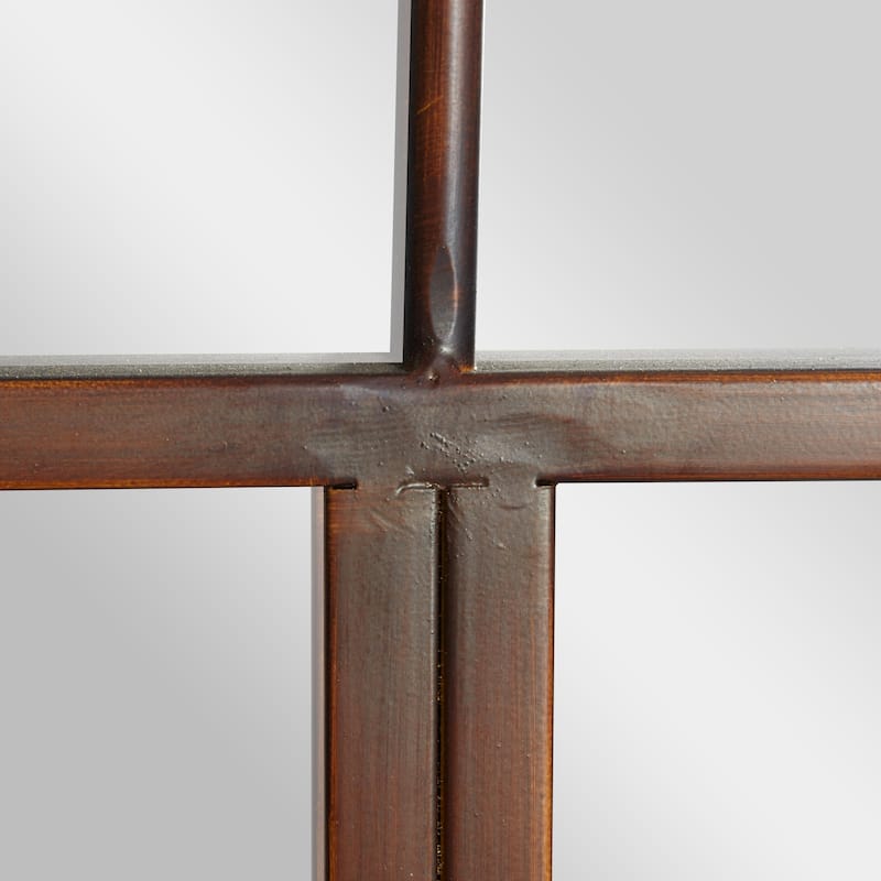 Metal Window Pane Inspired Grid Room Wall Mirror - Copper, Brown, Black - Roche River Decor