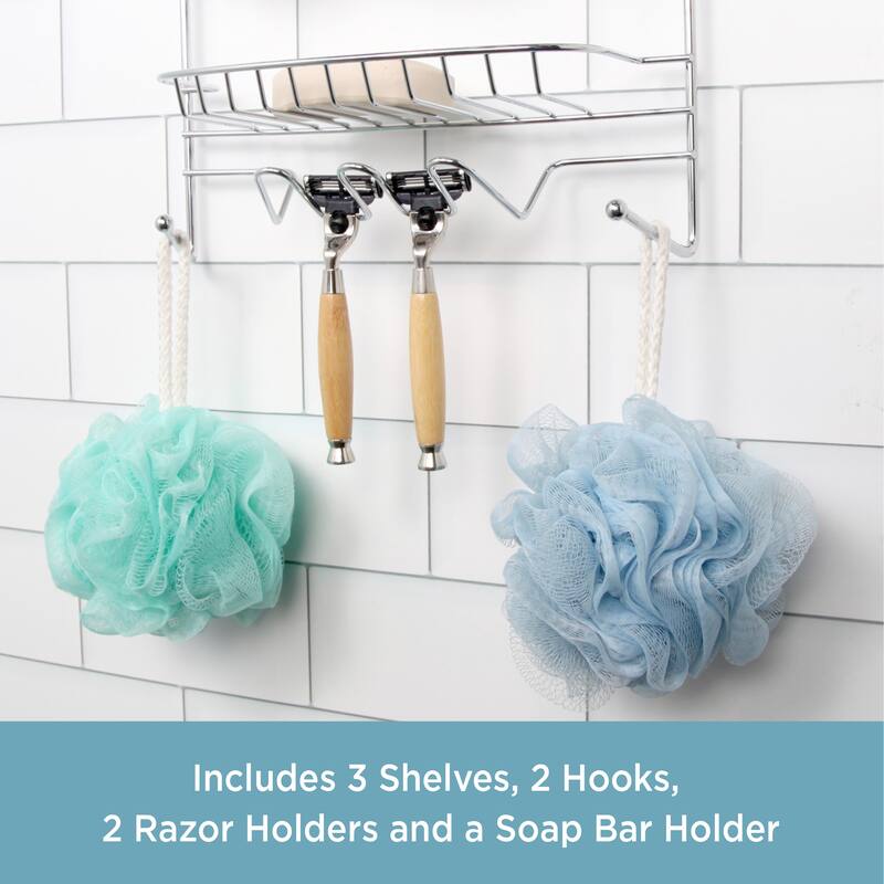 Kenney Rust-Resistant 3-Tier Large Hanging Shower Caddy - Chrome