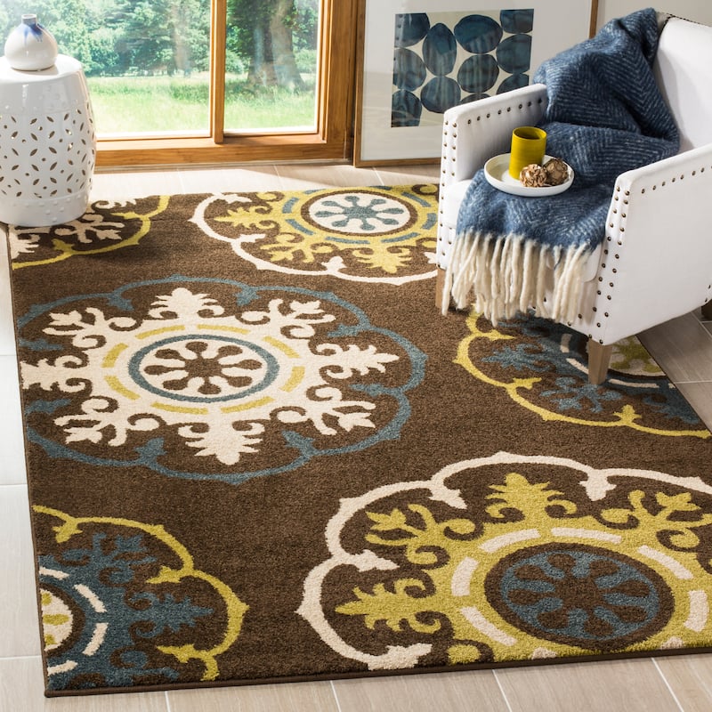 SAFAVIEH Newbury Lu Modern Floral Rug - 8' x 10' - Brown/Green